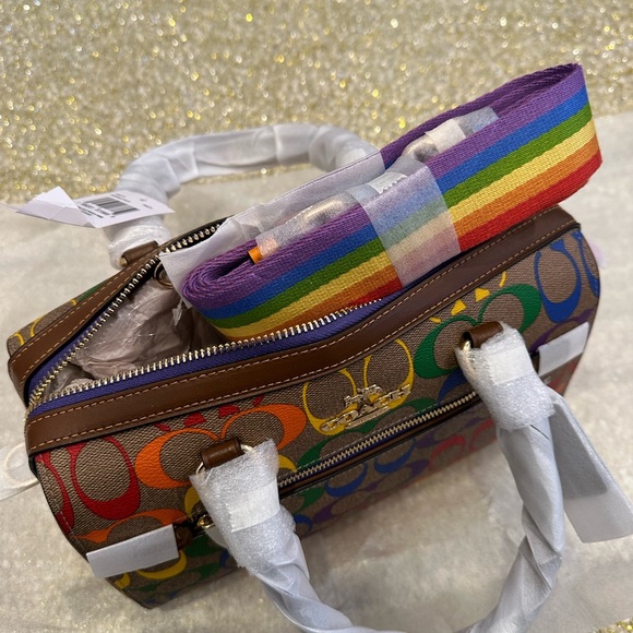 Coach Oulet Rowan Satchel Bag In Rainbow Signature Canvas - Picture 8 of 12